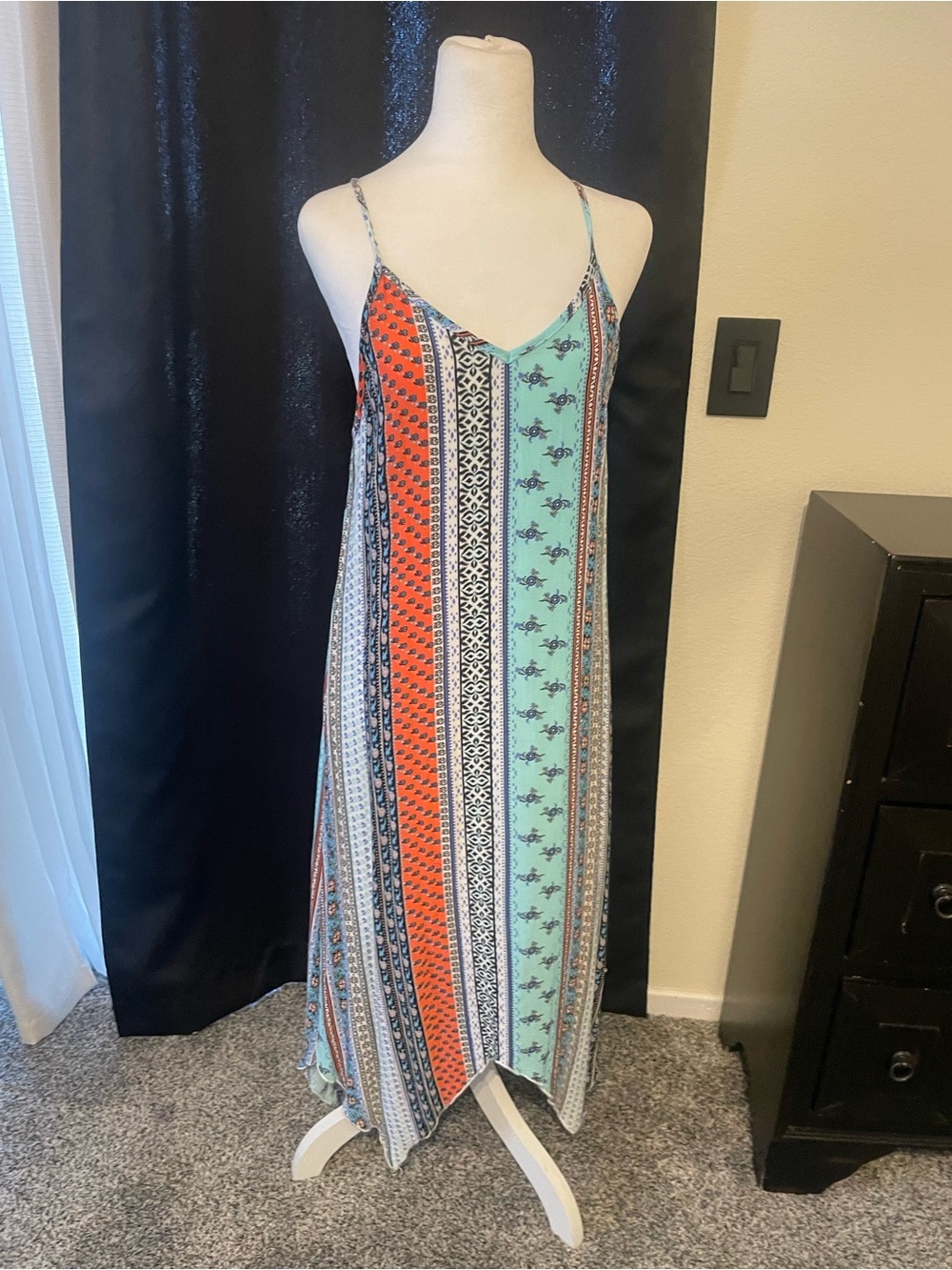 Striped Coral & Mint Sleeveless Maxi Dress